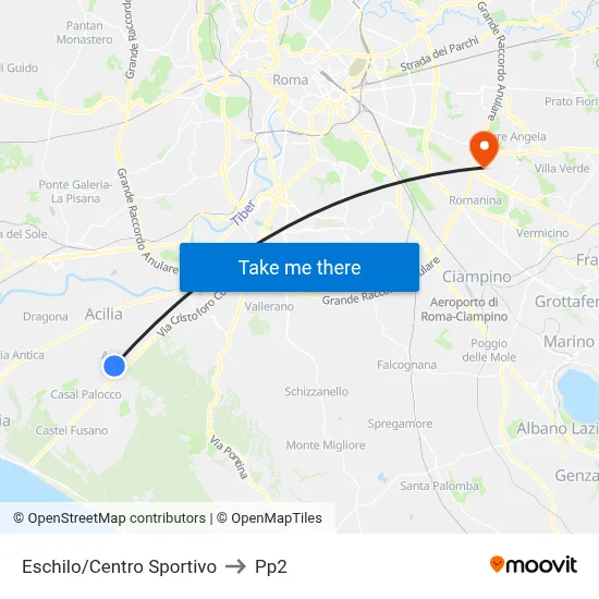 Eschilo/Sports Center to PP2 map