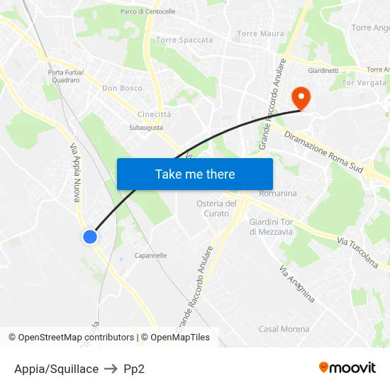 Appia/Squillace to PP2 map