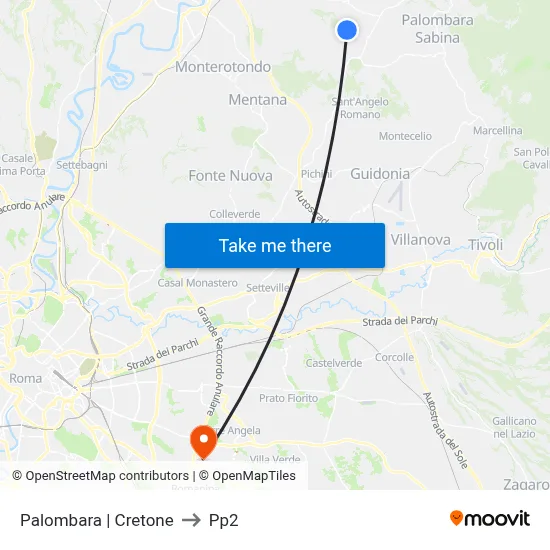 Palombara | Cretone to PP2 map