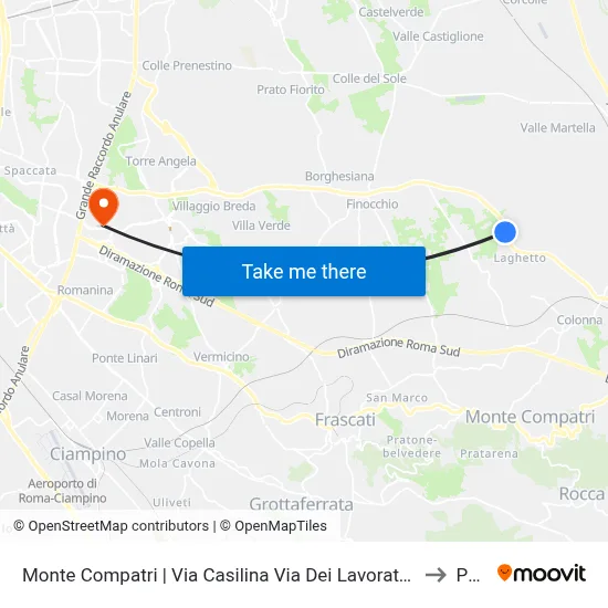 Monte Compatri | Casilina Street Workers Street to PP2 map
