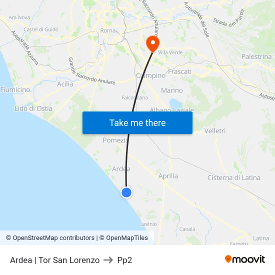 Ardea | Tor San Lorenzo to PP2 map