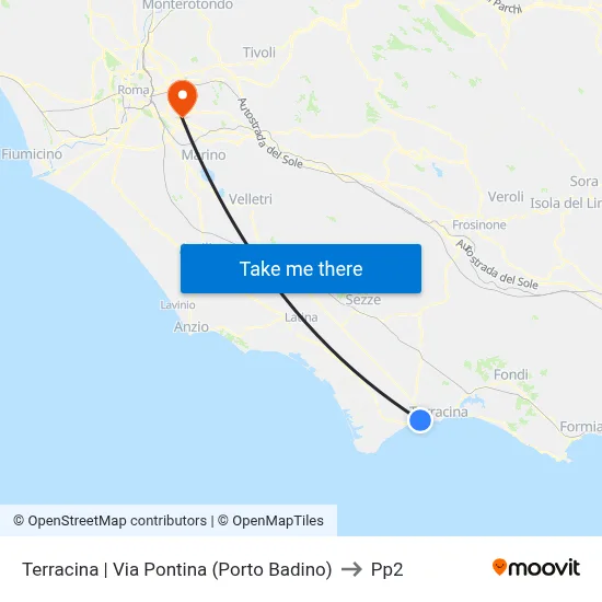 Terracina - Via Pontina (Porto Badino) to PP2 map
