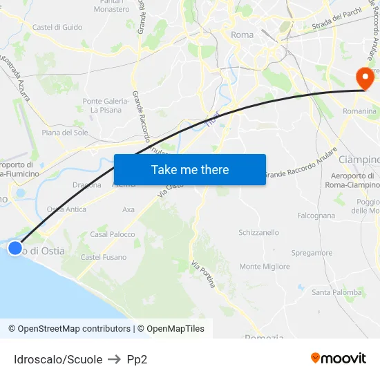 Idroscalo/Schools to PP2 map