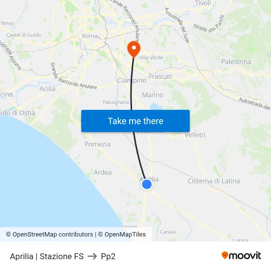 Aprilia | Railway Station to PP2 map