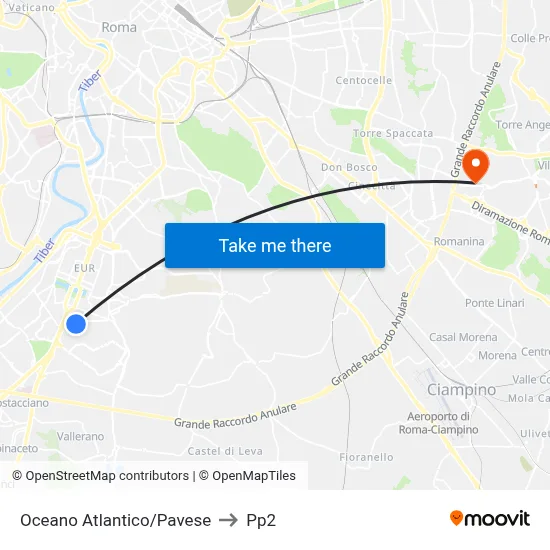 Atlantic Ocean/Pavese to PP2 map