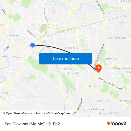San Giovanni (Ma-Mc) to PP2 map