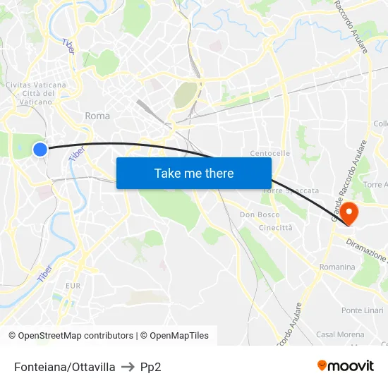 Fonteiana/Ottavilla to PP2 map