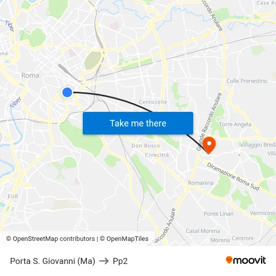 Porta San Giovanni (MA) to PP2 map