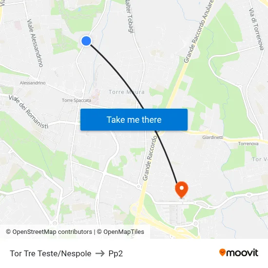 Tor Tre Teste/Nespole to PP2 map