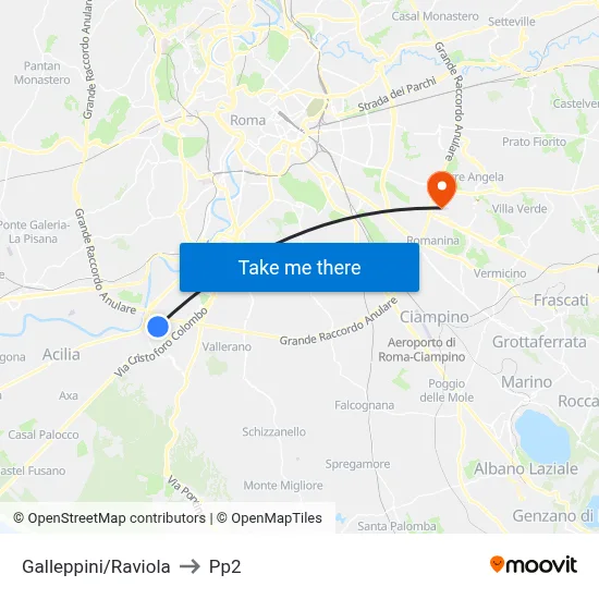 Galleppini/Raviola to PP2 map