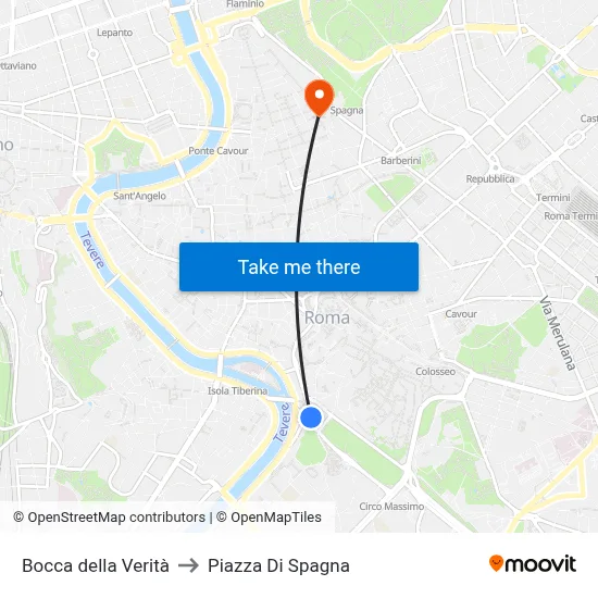 Bocca della Verità to Piazza Di Spagna map