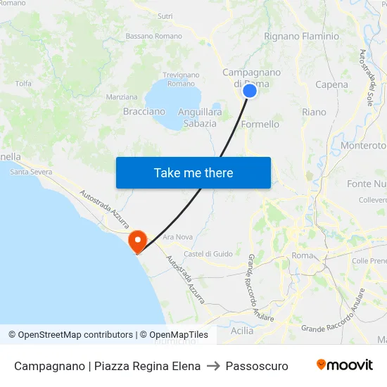 Campagnano Piazza Regina Elena to Passoscuro map