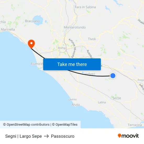 Segni Largo Sepe to Passoscuro map