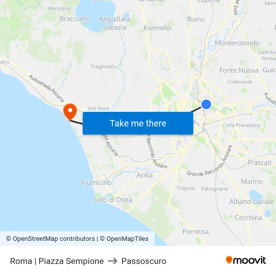 Rome | Sempione Square to Passoscuro map