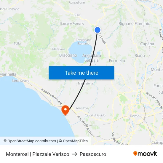 Monterosi | Piazzale Varisco to Passoscuro map