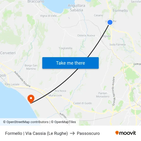 Formello | Cassia Road (Le Rughe) to Passoscuro map