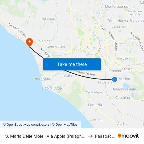 Santa Maria Delle Mole | Appia Road (Ice Palace) to Passoscuro map