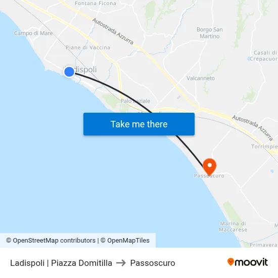 Ladispoli | Domitilla Square to Passoscuro map