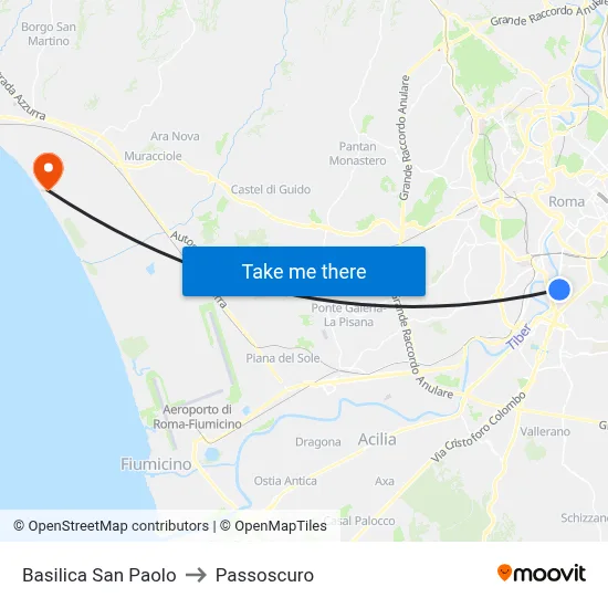 St. Paul's Basilica to Passoscuro map