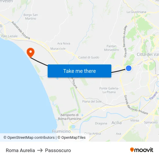 Roma Aurelia to Passoscuro map