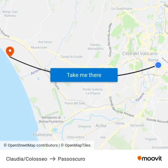 Claudia/Colosseo to Passoscuro map