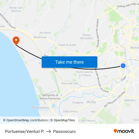 Portuense/Venturi P. to Passoscuro map