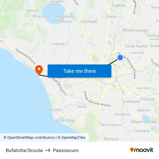 Bufalotta/School to Passoscuro map