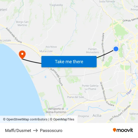 Maffi/Dusmet to Passoscuro map