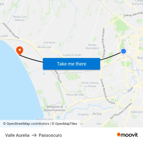 Valle Aurelia to Passoscuro map