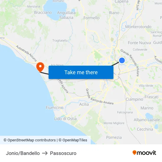 Jonio/Bandello to Passoscuro map