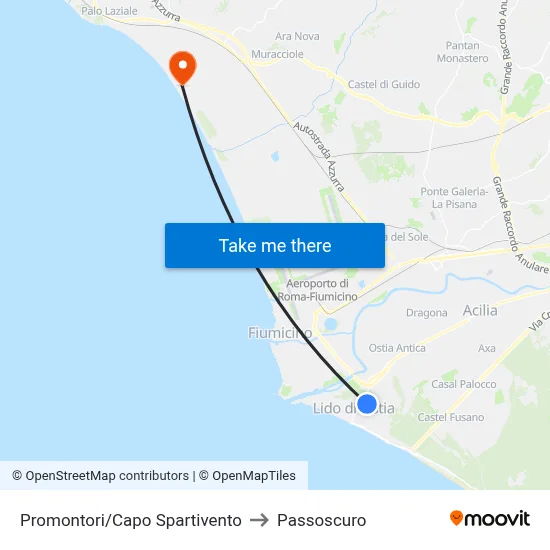 Promontori/Cape Spartivento to Passoscuro map