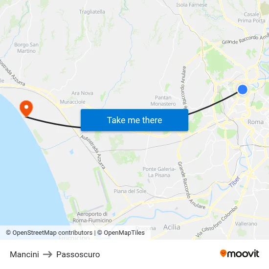 Mancini to Passoscuro map