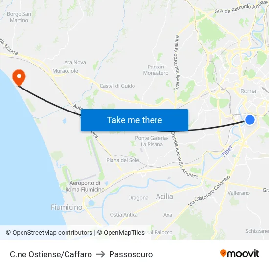 Ostiense Circle/Caffaro to Passoscuro map