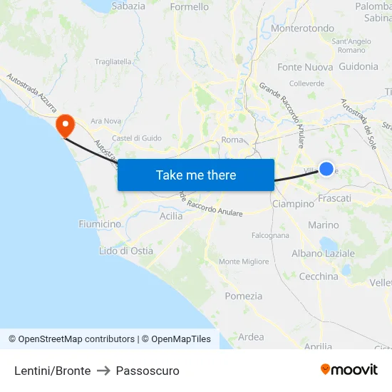 Lentini/Bronte to Passoscuro map