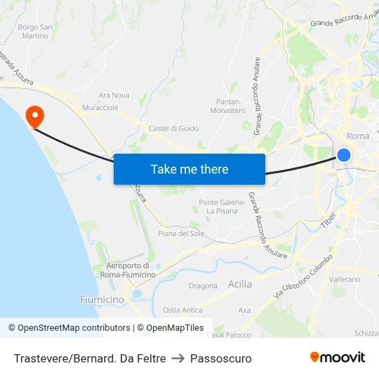 Trastevere/Bernard. Da Feltre to Passoscuro map