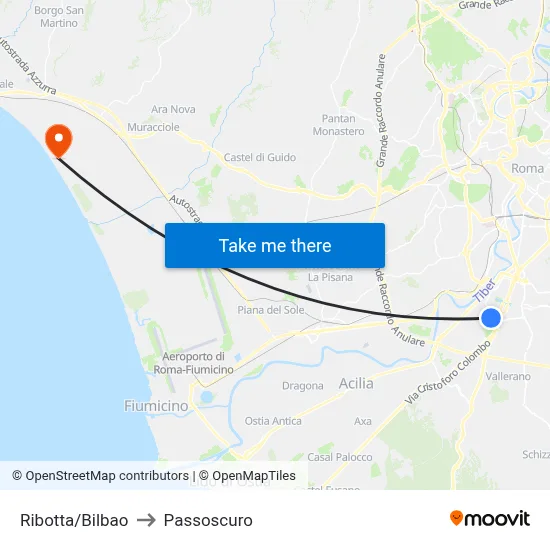 Ribotta/Bilbao to Passoscuro map