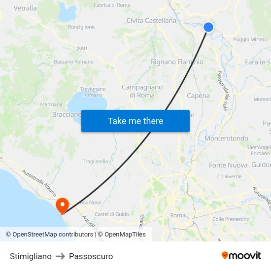 Stimigliano to Passoscuro map