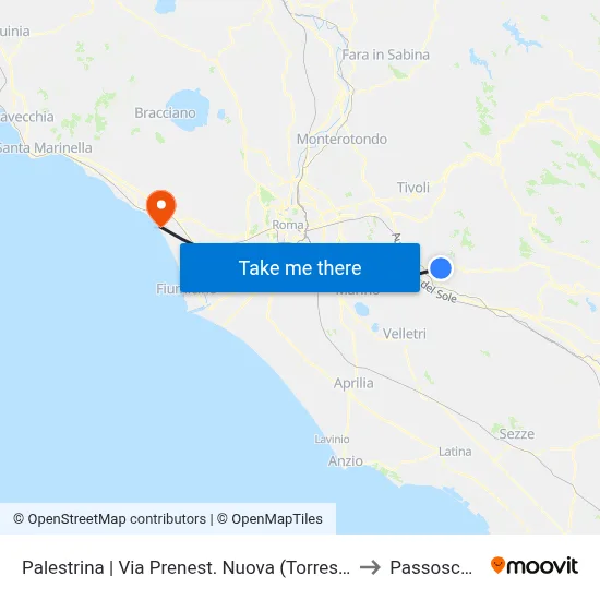New Prenestina Street (Torresina) - Palestrina to Passoscuro map