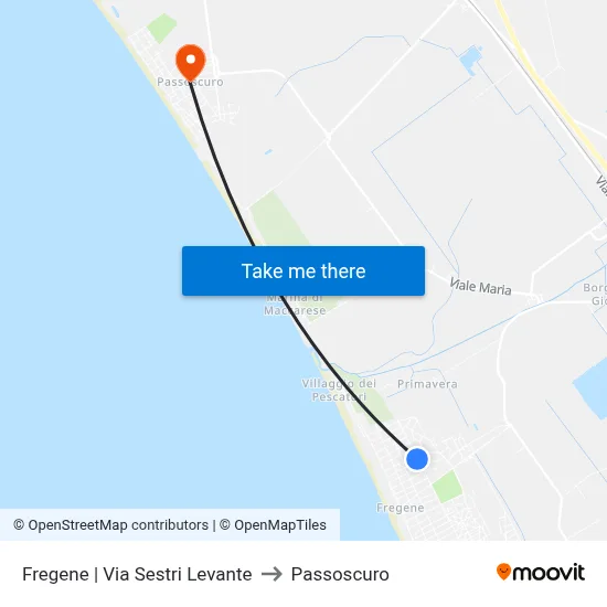 Fregene | Sestri Levante Road to Passoscuro map