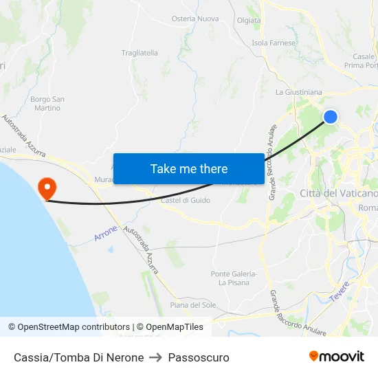 Cassia/Tomb of Nero to Passoscuro map