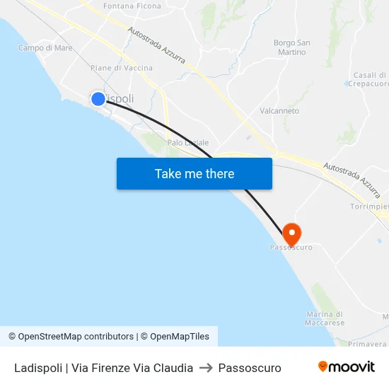 Ladispoli | Florence Street Via Claudia to Passoscuro map