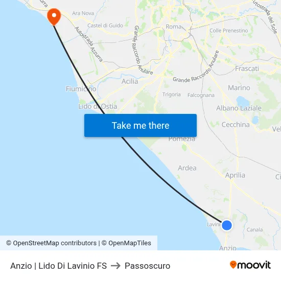 Anzio | Lido Di Lavinio Station to Passoscuro map