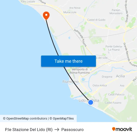 Lido Station Square to Passoscuro map