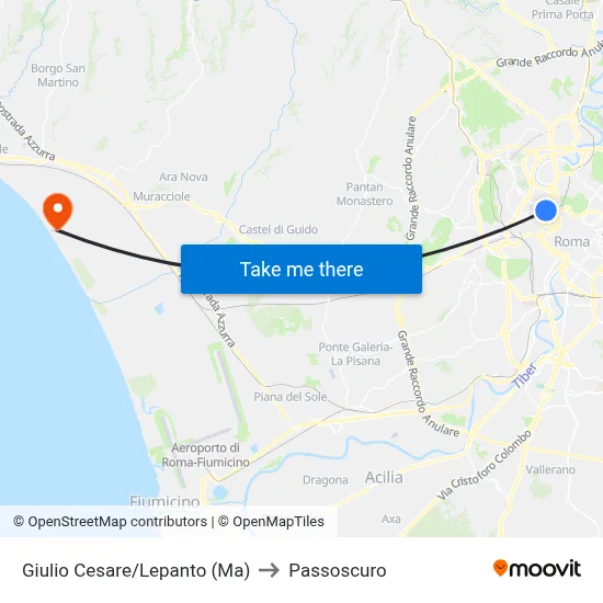 Giulio Cesare/Lepanto (Metro A) to Passoscuro map