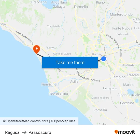 Ragusa to Passoscuro map