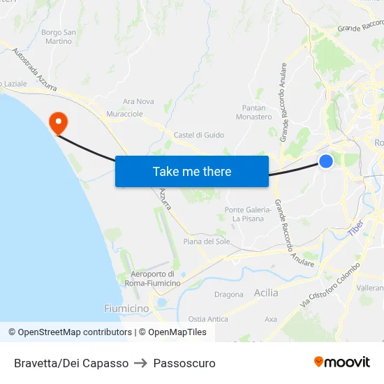 Bravetta/Dei Capasso to Passoscuro map