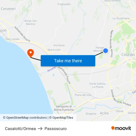Casalotti/Ormea to Passoscuro map