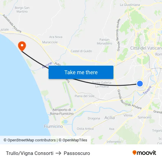 Trullo/Vigna Consorti to Passoscuro map