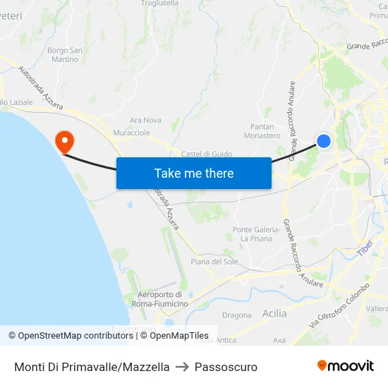Primavalle Hills/Mazzella to Passoscuro map