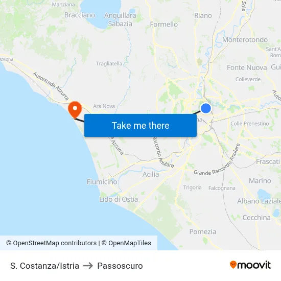 St. Costanza/Istria to Passoscuro map